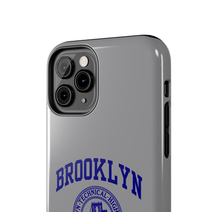 Brooklyn Tech Classic Logo - Tough Phone Case - Grey with Navy-Blue graphics