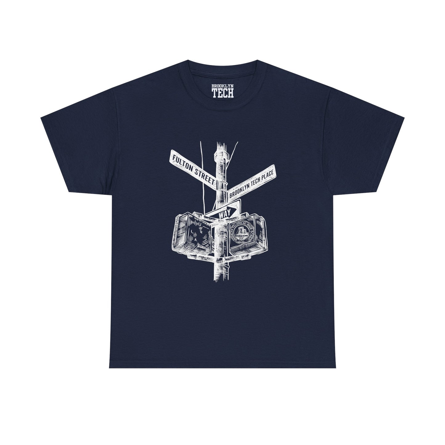Boutique - Fulton St & Brooklyn Tech Pl - (white Graphic) Men's Heavy Cotton T-Shirt