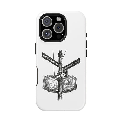 Dekalb Ave & Brooklyn Tech Pl (black graphic) - Impact-Resistant Phone Cases - White