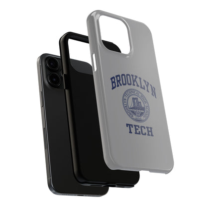 Classic Logo with Brooklyn Tech - Tough Phone Case - Grey with Navy-Blue graphics