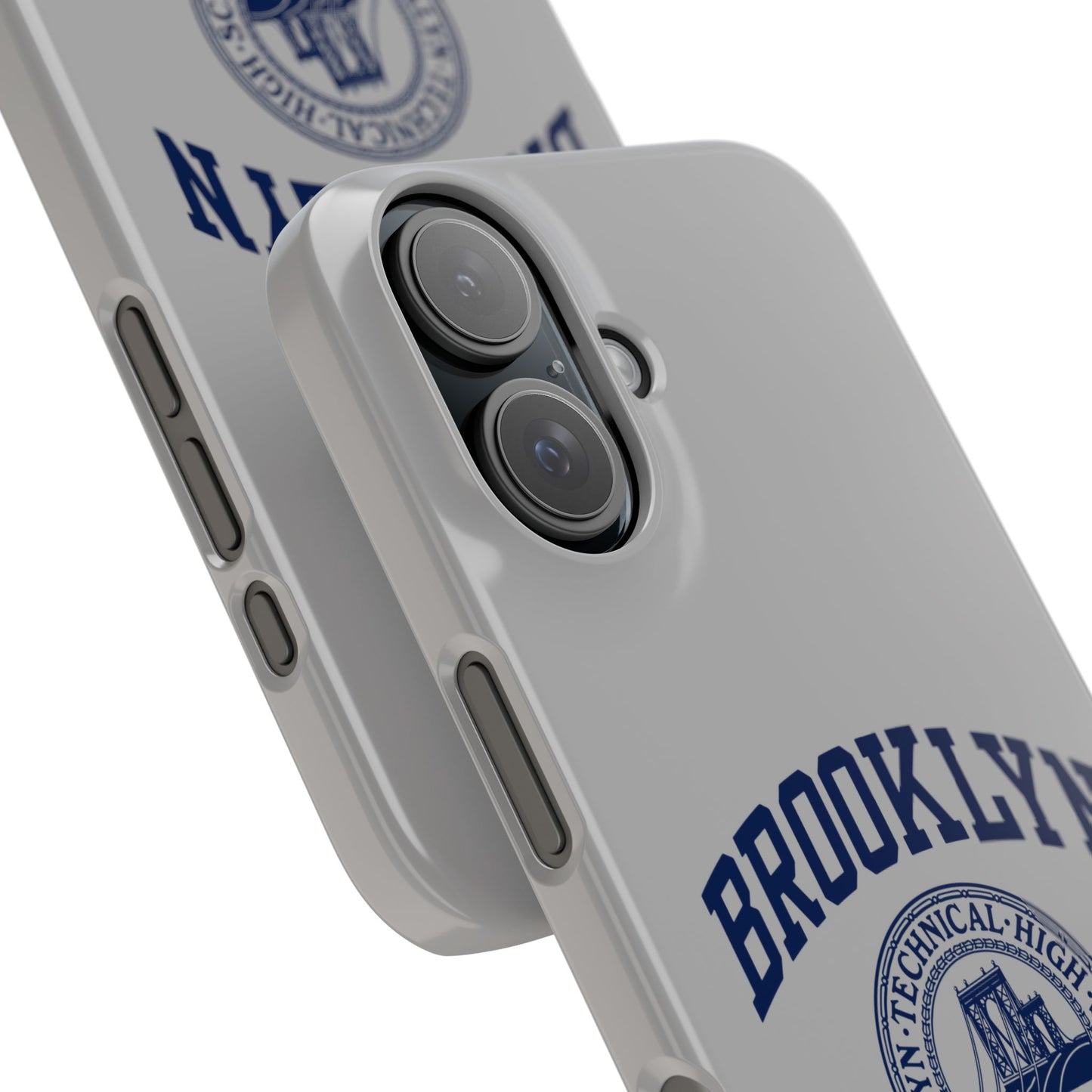 Brooklyn Tech Slim Phone Case - Grey with Navy-Blue Logo