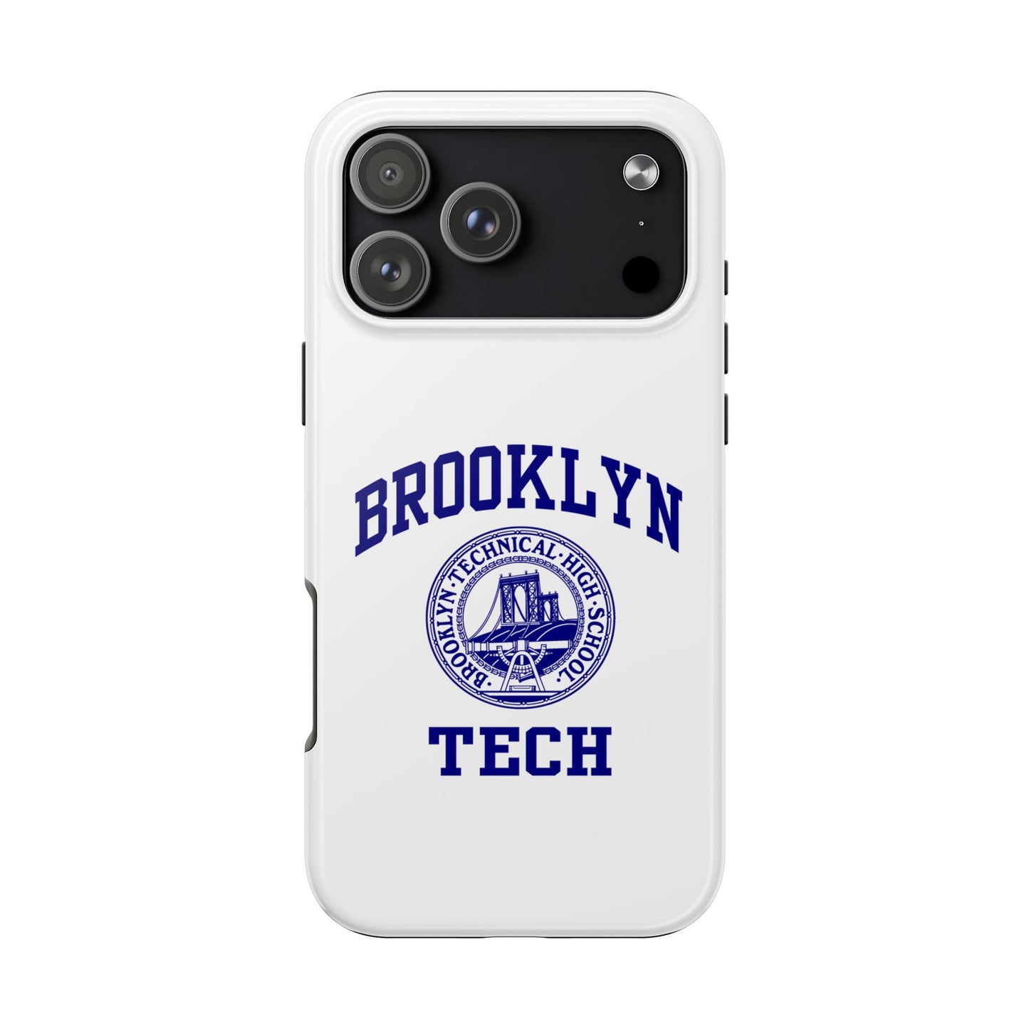 Brooklyn Tech Classic Logo - Tough Phone Cases - White with navy-blue graphic