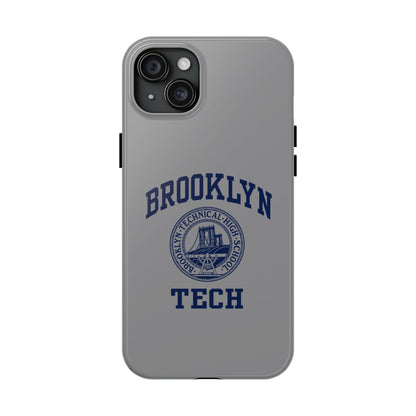 Classic Logo with Brooklyn Tech - Tough Phone Case - Grey with Navy-Blue graphics