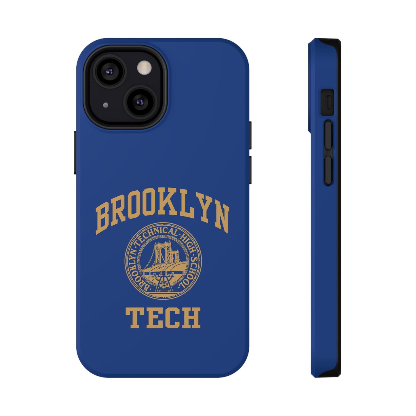 Brooklyn Tech Classic Logo - Impact-Resistant Phone Cases - Iphone Or Samsung - Navy With Gold Graphic
