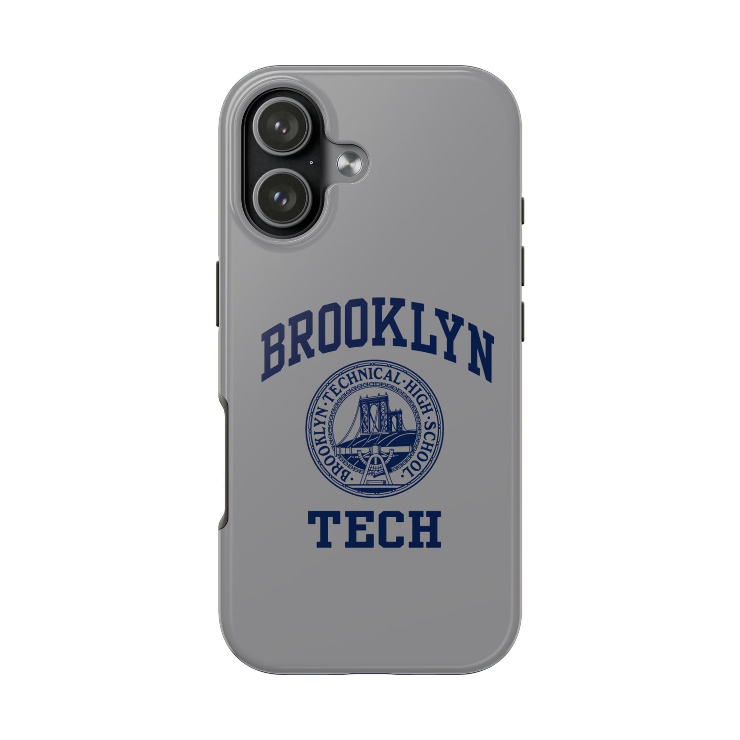 Classic Logo with Brooklyn Tech - Tough Phone Case - Grey with Navy-Blue graphics