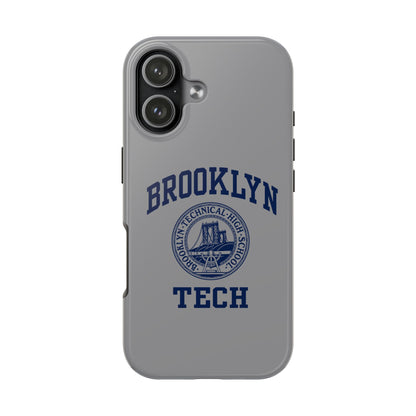 Classic Logo with Brooklyn Tech - Tough Phone Case - Grey with Navy-Blue graphics