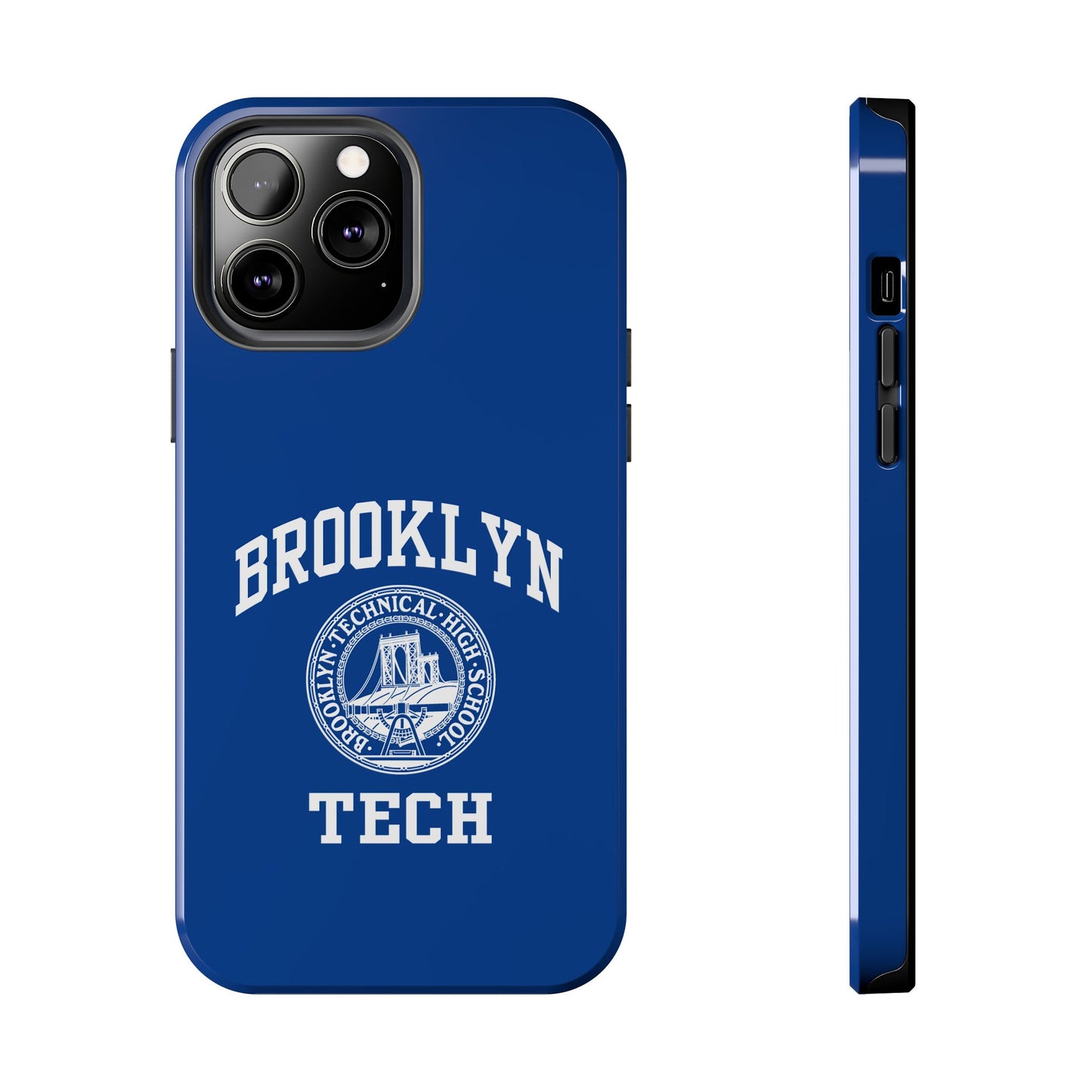 Brooklyn Tech Classic Logo - Tough Phone Cases - Navy blue with white graphics