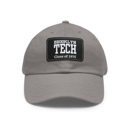 Classic Brooklyn Tech - Hat with Leather Patch (Rectangle) - Class of 1975 - Black & White fonts