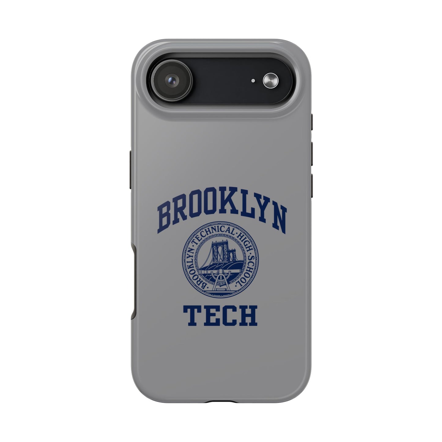 Classic Logo with Brooklyn Tech - Tough Phone Case - Grey with Navy-Blue graphics