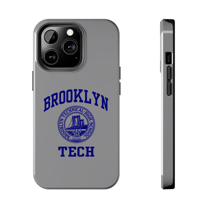 Brooklyn Tech Classic Logo - Tough Phone Case - Grey with Navy-Blue graphics