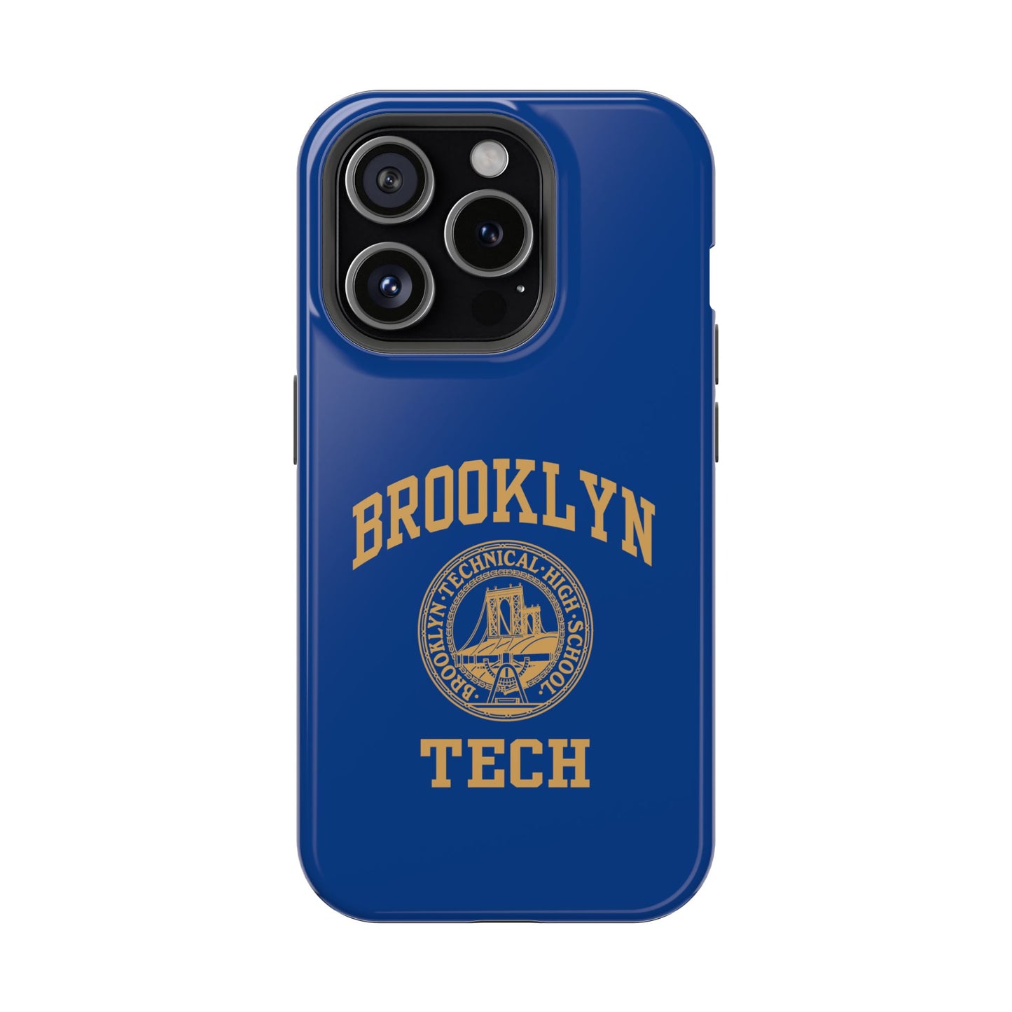 Brooklyn Tech Classic Logo - Impact-Resistant Phone Cases - Iphone Or Samsung - Navy With Gold Graphic
