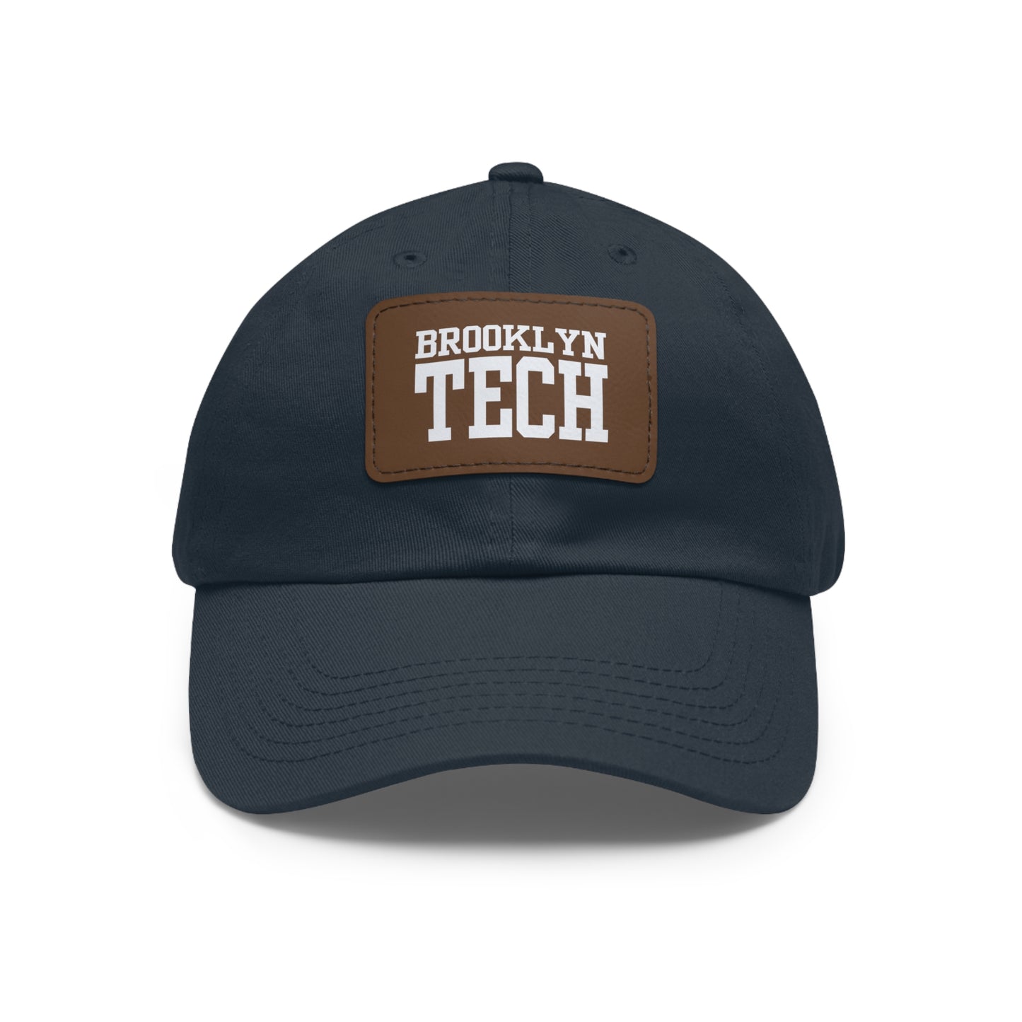 Brooklyn Tech - Hat With Leather Patch - Classic White Font (rectangle)