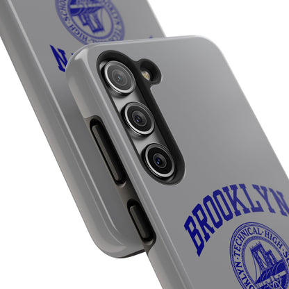 Brooklyn Tech Classic Logo - Tough Phone Case - Grey with Navy-Blue graphics