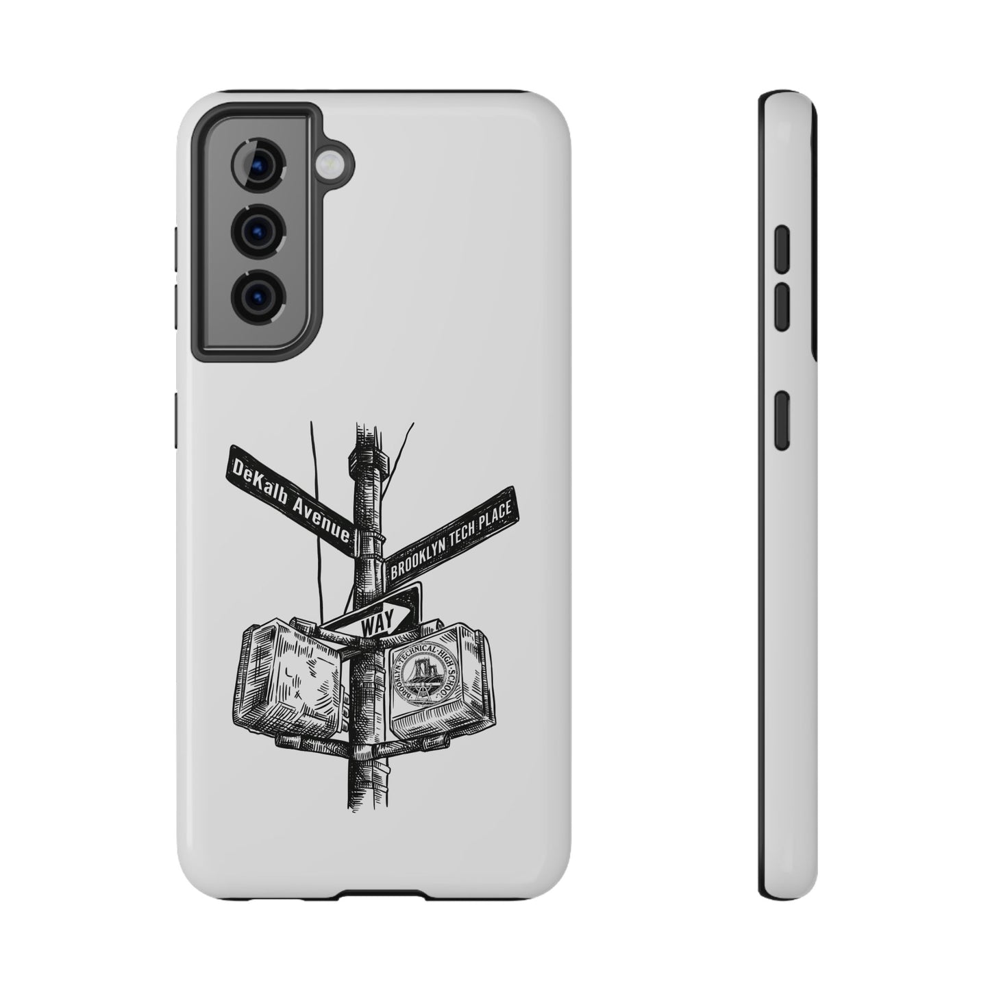 Dekalb Ave & Brooklyn Tech Pl (black graphic) - Impact-Resistant Phone Cases - White