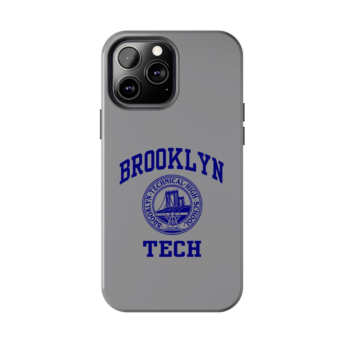 Brooklyn Tech Classic Logo - Tough Phone Case - Grey with Navy-Blue graphics