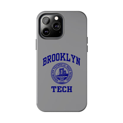 Brooklyn Tech Classic Logo - Tough Phone Case - Grey with Navy-Blue graphics
