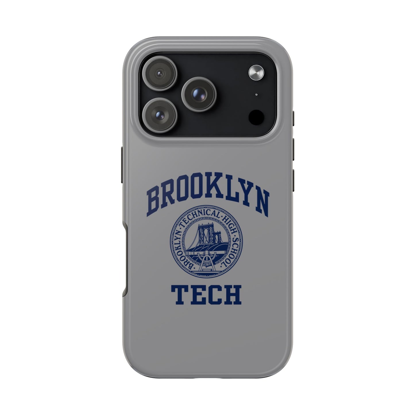 Classic Logo with Brooklyn Tech - Tough Phone Case - Grey with Navy-Blue graphics