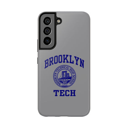 Brooklyn Tech Classic Logo - Tough Phone Case - Grey with Navy-Blue graphics