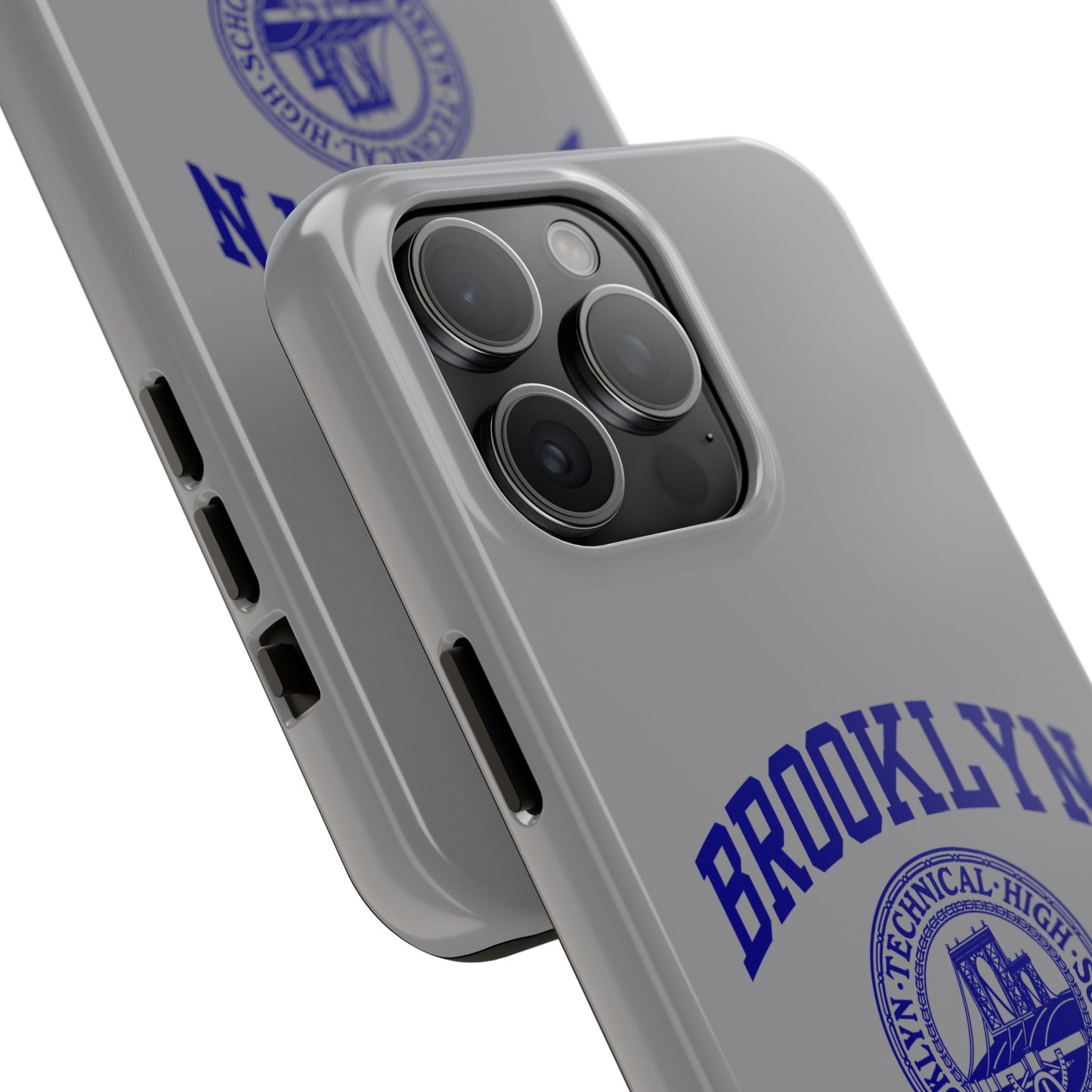 Brooklyn Tech Classic Logo - Tough Phone Case - Grey with Navy-Blue graphics