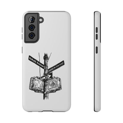 Dekalb Ave & Brooklyn Tech Pl (black graphic) - Impact-Resistant Phone Cases - White