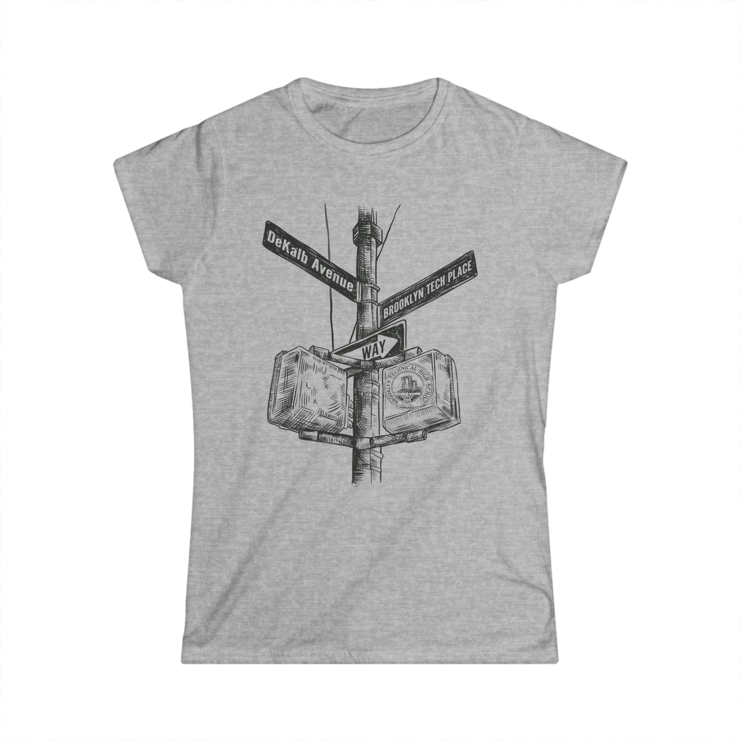 Boutique - Dekalb Ave & Brooklyn Tech Pl - Ladies Softstyle T-Shirt - (black Graphic)