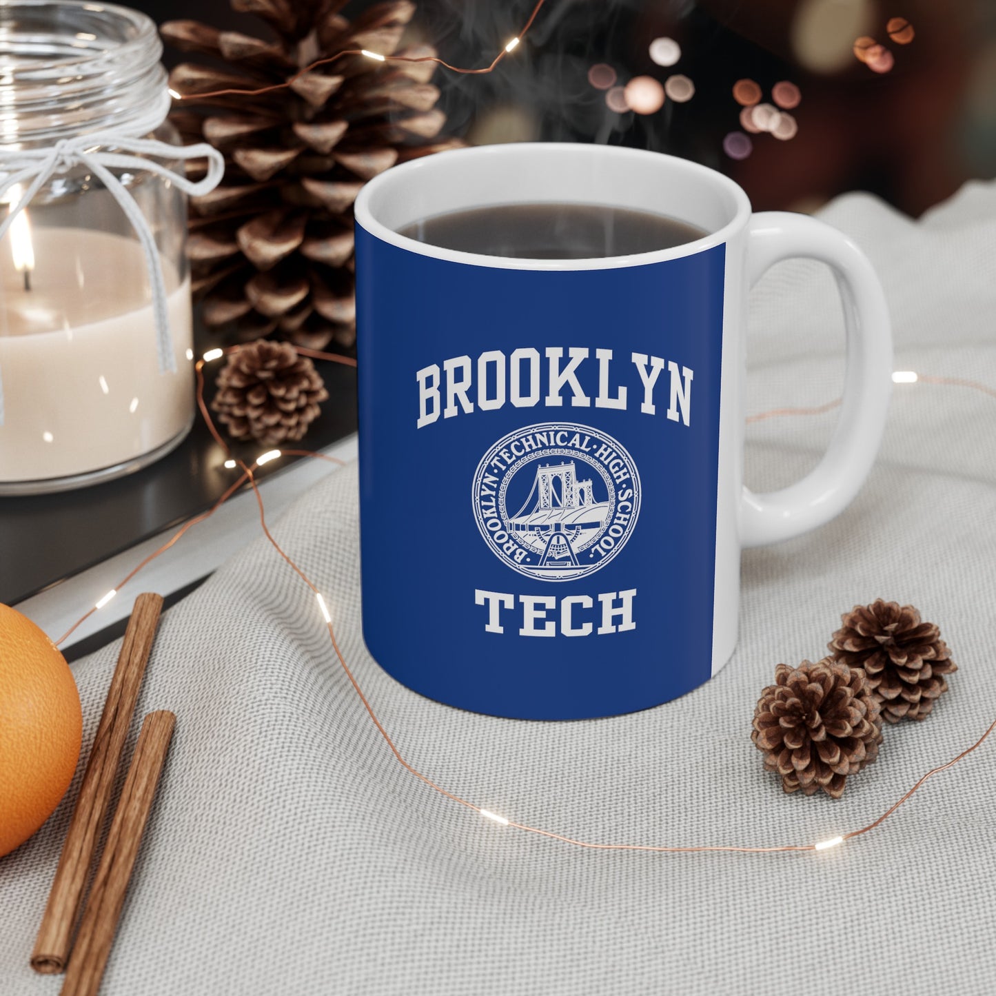 Classic Brooklyn Tech Logo - Ceramic Mug, (11oz, 15oz) - Navy