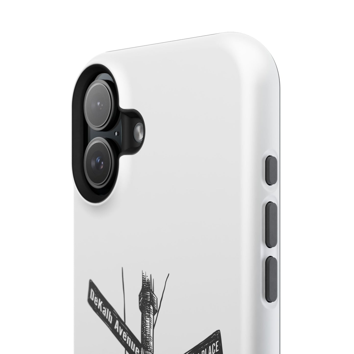 Dekalb Ave & Brooklyn Tech Pl (black graphic) - Impact-Resistant Phone Cases - White