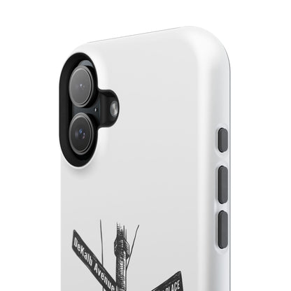 Dekalb Ave & Brooklyn Tech Pl (black graphic) - Impact-Resistant Phone Cases - White