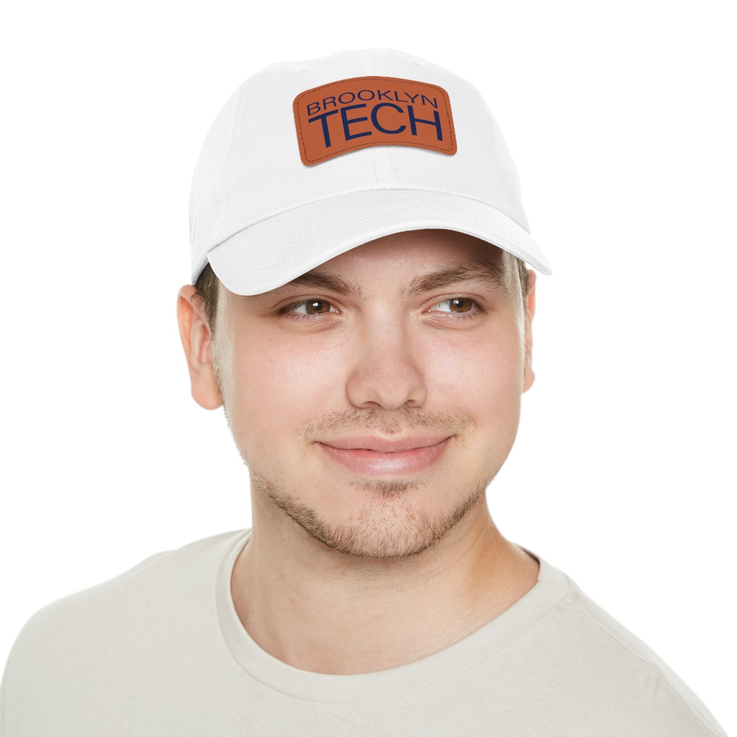 Modern Brooklyn Tech - Hat With Rectangular Leather Patch - Navy