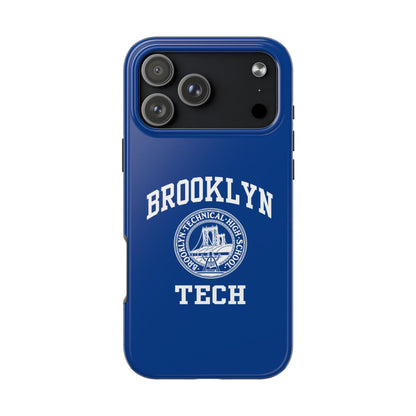 Brooklyn Tech Classic Logo - Tough Phone Cases - Navy blue with white graphics