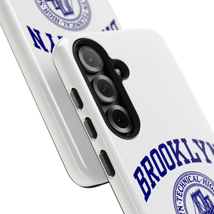 Brooklyn Tech Classic Logo - Tough Phone Cases - White with navy-blue graphic