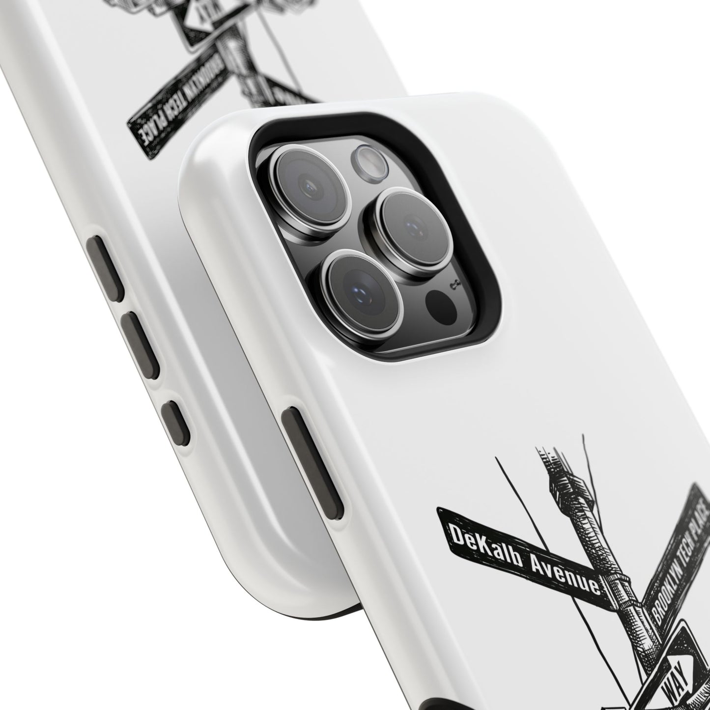Dekalb Ave & Brooklyn Tech Pl (black graphic) - Impact-Resistant Phone Cases - White