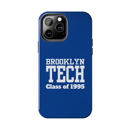 Brooklyn Tech Class of 1995 Tough Phone Case - Blue with white graphics