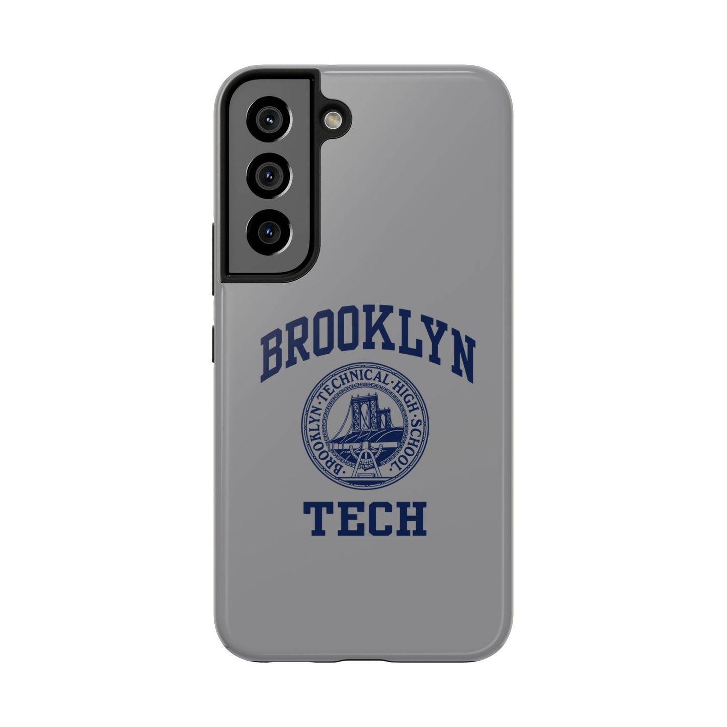 Classic Logo with Brooklyn Tech - Tough Phone Case - Grey with Navy-Blue graphics
