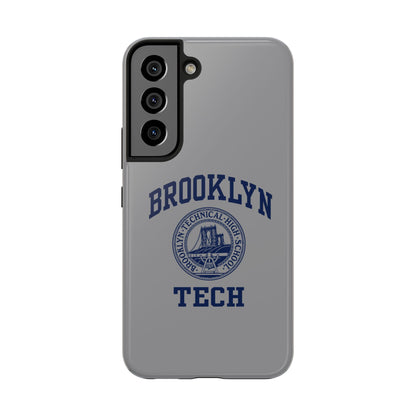 Classic Logo with Brooklyn Tech - Tough Phone Case - Grey with Navy-Blue graphics