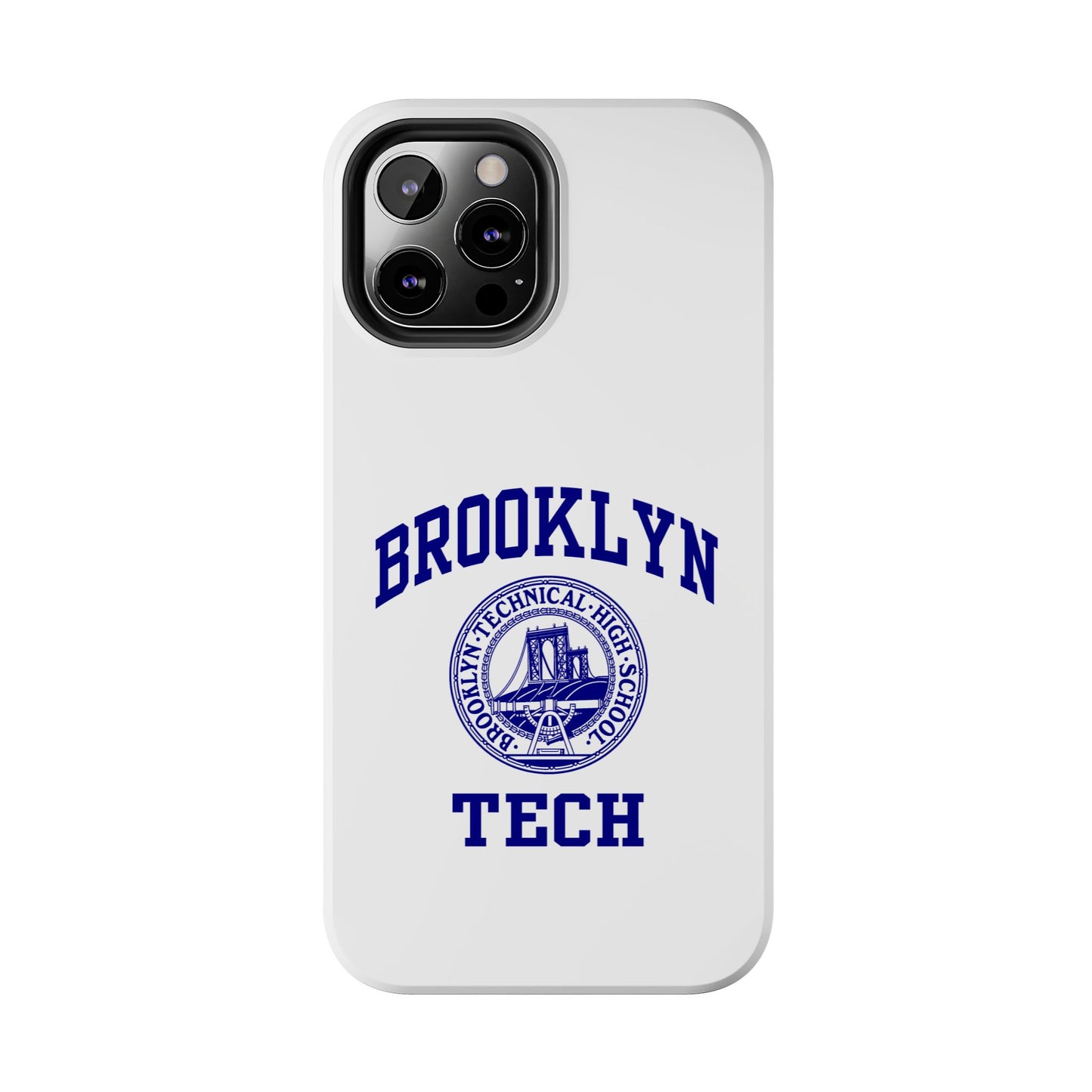 Brooklyn Tech Classic Logo - Tough Phone Cases - White with navy-blue graphic