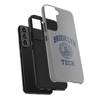Classic Logo with Brooklyn Tech - Tough Phone Case - Grey with Navy-Blue graphics