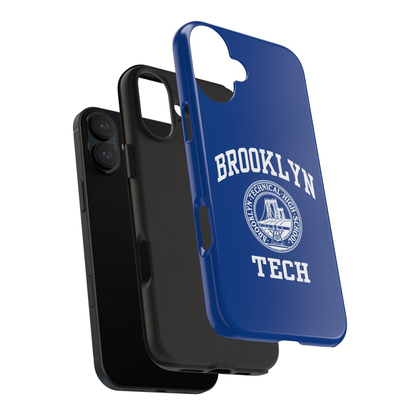 Brooklyn Tech Classic Logo - Tough Phone Cases - Navy blue with white graphics