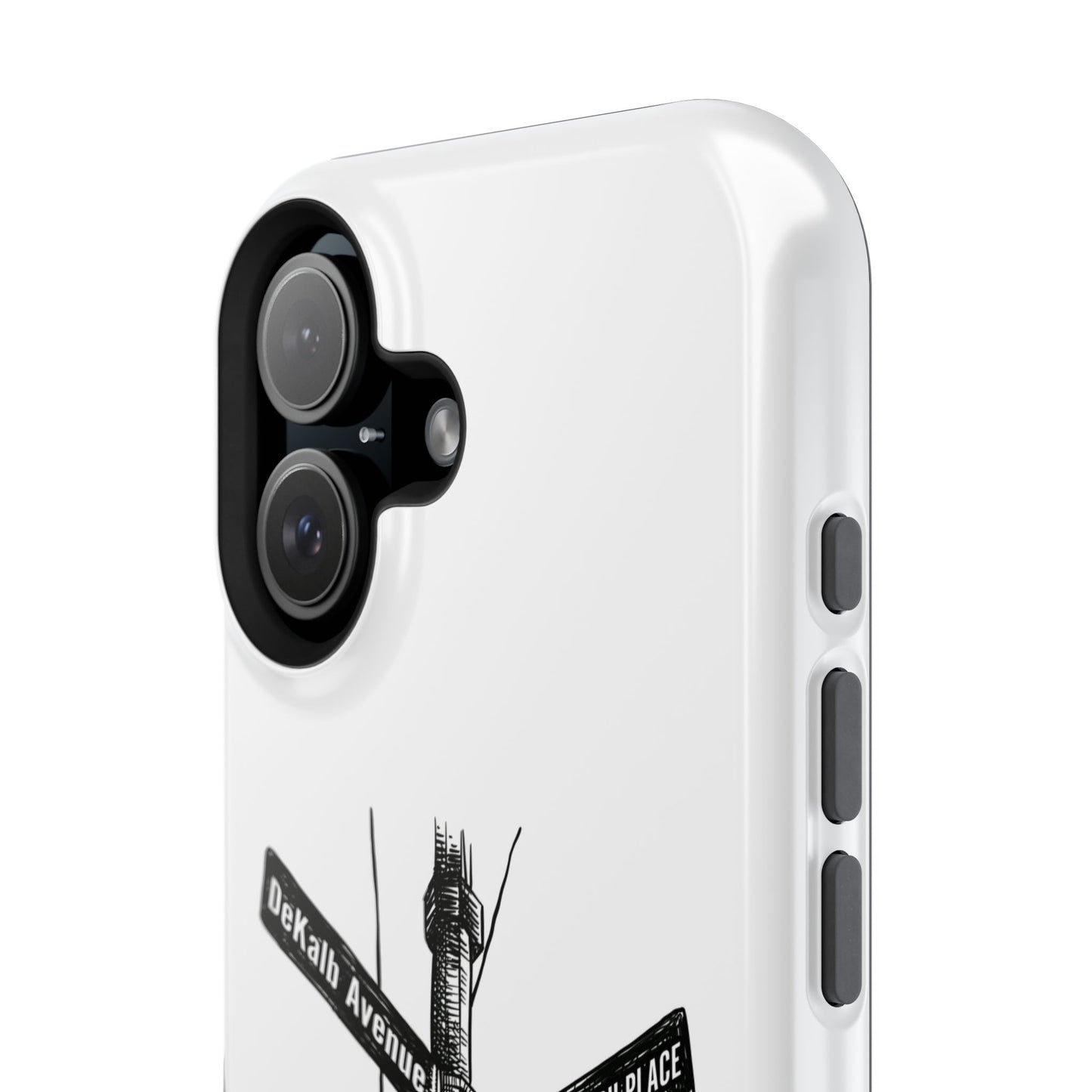 Dekalb Ave & Brooklyn Tech Pl (black graphic) - Impact-Resistant Phone Cases - White