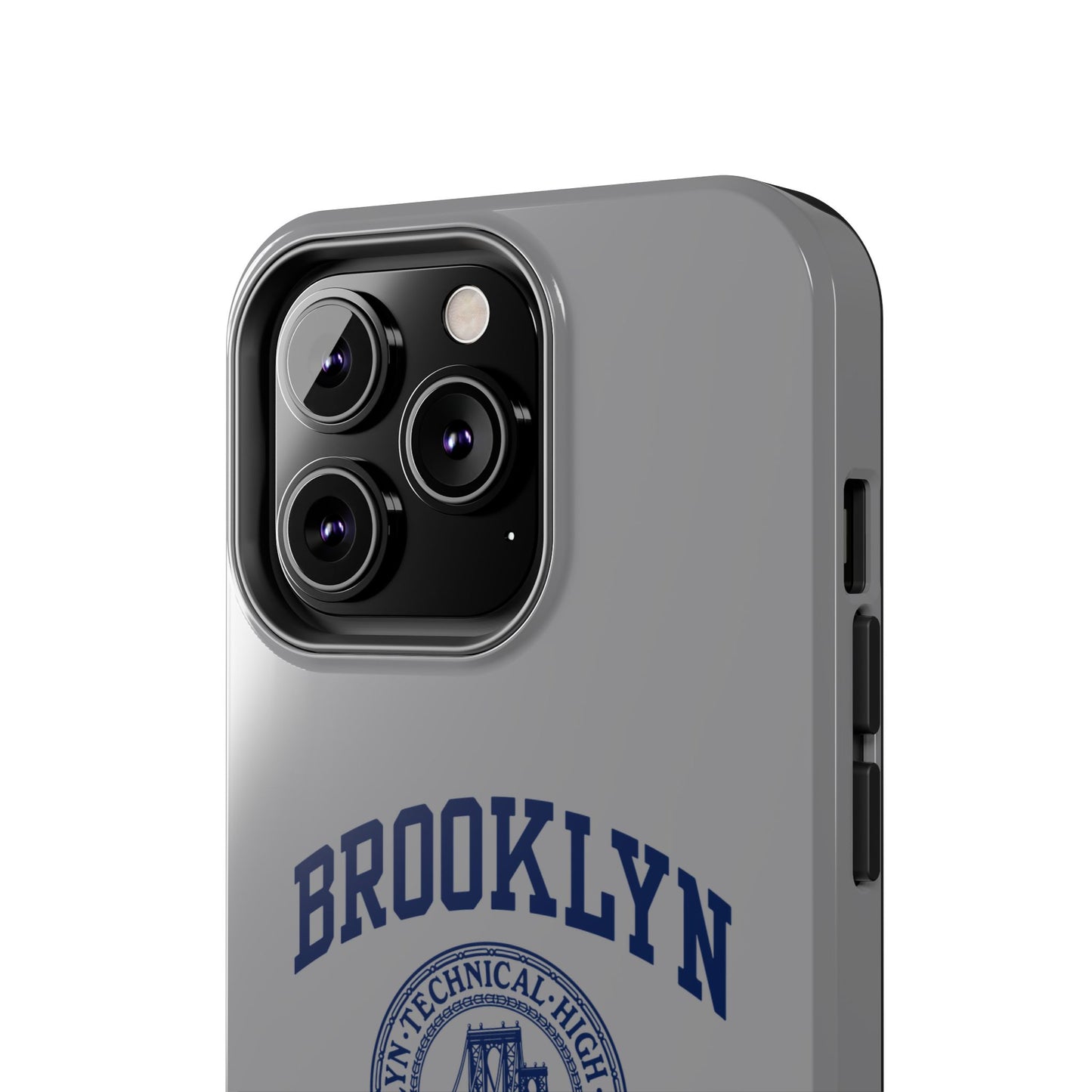 Classic Logo with Brooklyn Tech - Tough Phone Case - Grey with Navy-Blue graphics