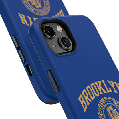 Brooklyn Tech Classic Logo - Impact-Resistant Phone Cases - Iphone Or Samsung - Navy With Gold Graphic