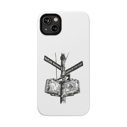 Dekalb Ave & Brooklyn Tech Pl (black graphic) - Impact-Resistant Phone Cases - White
