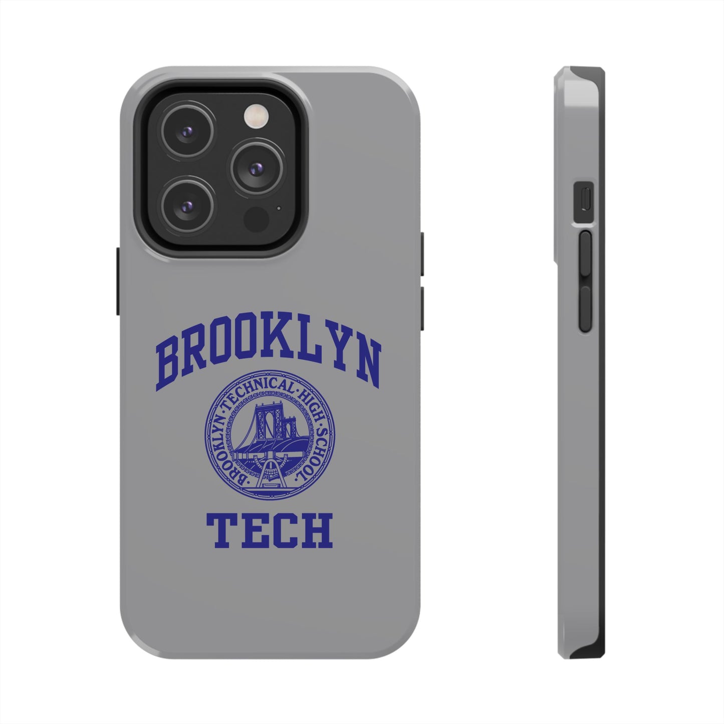 Brooklyn Tech Classic Logo - Tough Phone Case - Grey with Navy-Blue graphics