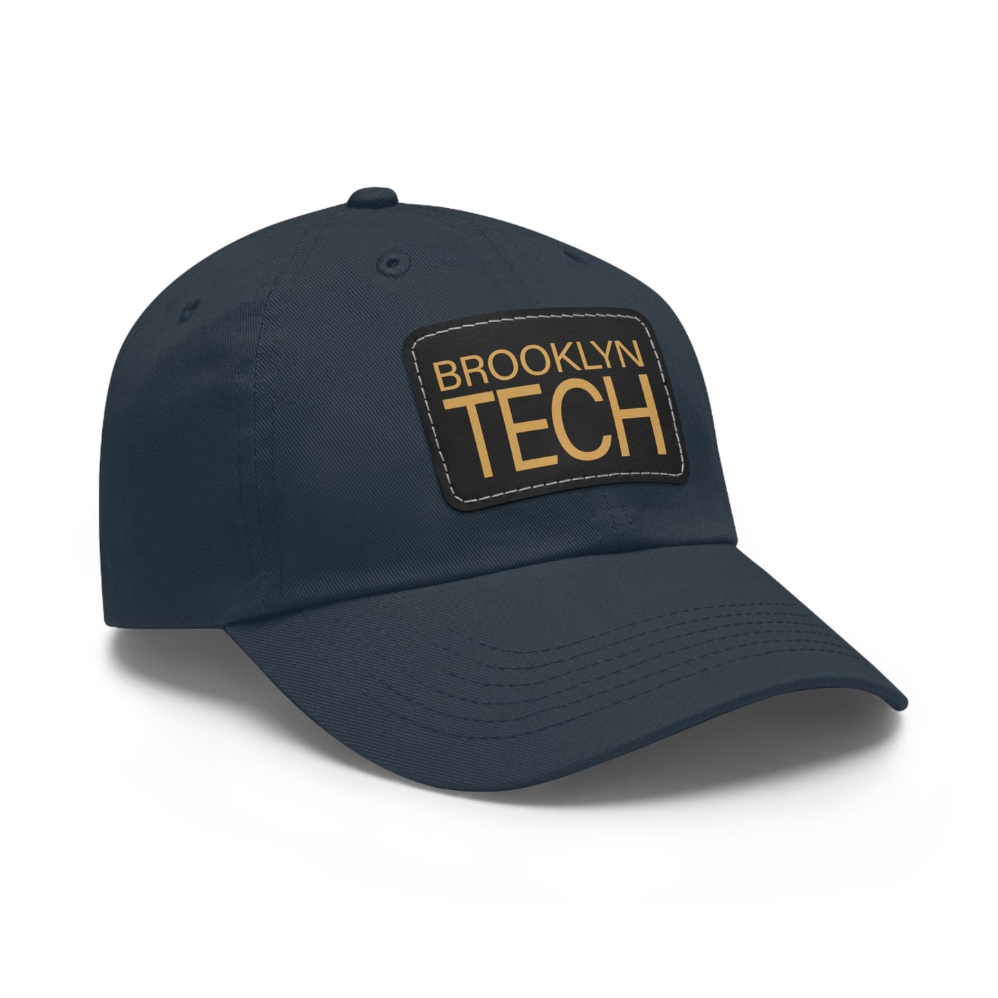 Modern Brooklyn Tech - Hat With Rectangular Leather Patch - Gold