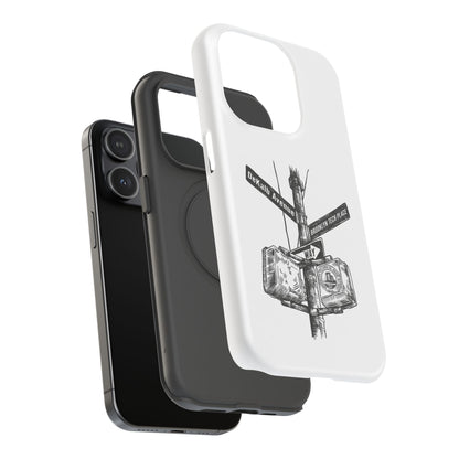 Dekalb Ave & Brooklyn Tech Pl (black graphic) - Impact-Resistant Phone Cases - White