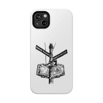 Dekalb Ave & Brooklyn Tech Pl (black graphic) - Impact-Resistant Phone Cases - White
