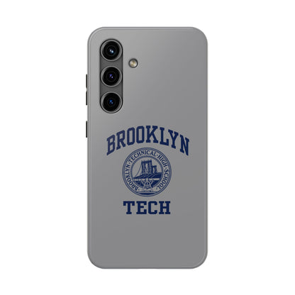 Classic Logo with Brooklyn Tech - Tough Phone Case - Grey with Navy-Blue graphics