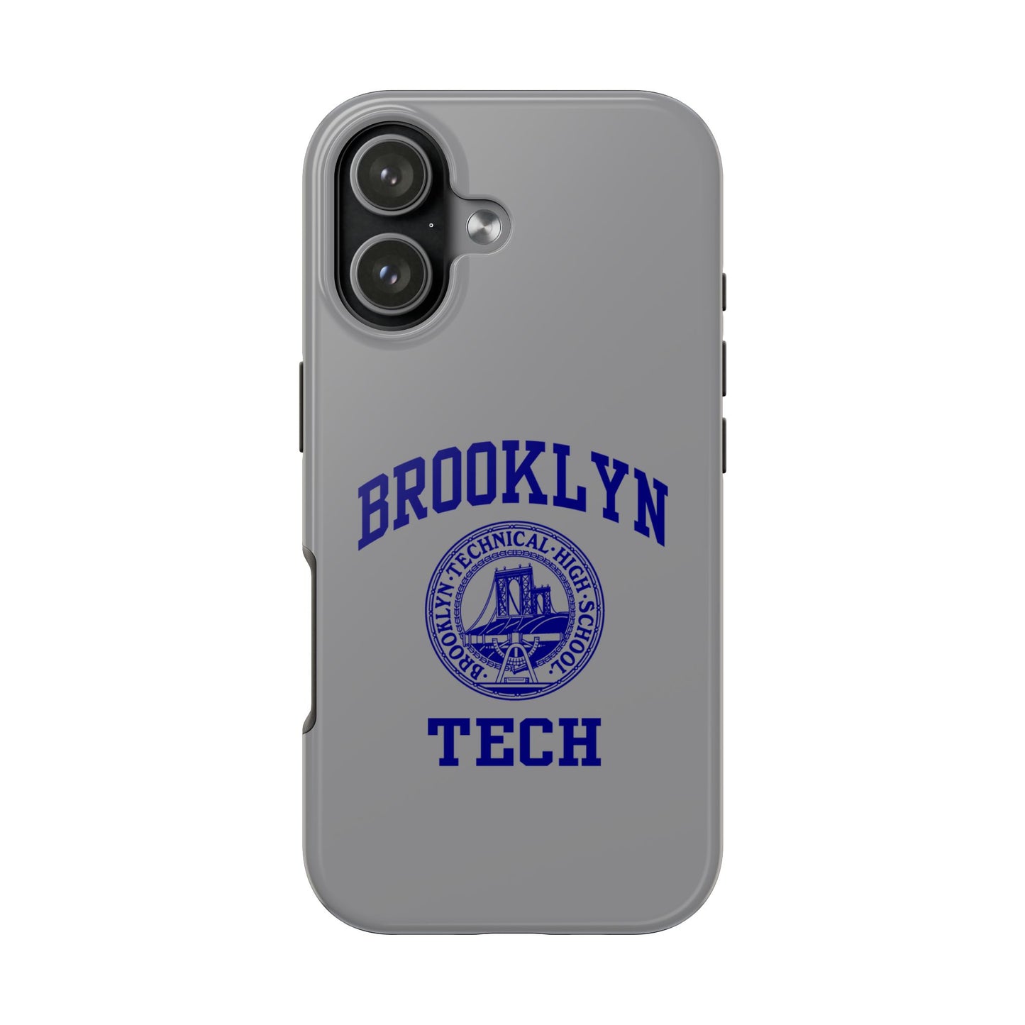 Brooklyn Tech Classic Logo - Tough Phone Case - Grey with Navy-Blue graphics