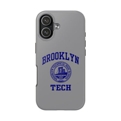 Brooklyn Tech Classic Logo - Tough Phone Case - Grey with Navy-Blue graphics