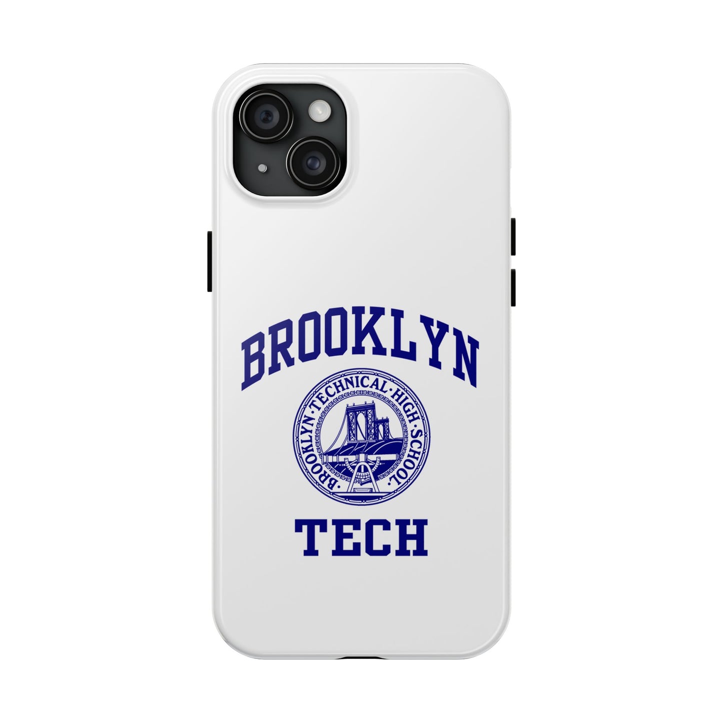 Brooklyn Tech Classic Logo - Tough Phone Cases - White with navy-blue graphic